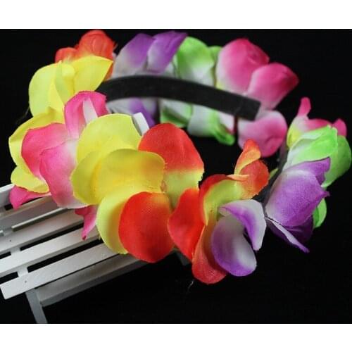 Color Floral Flower Headband Hair Accessories Headdress Hawaii Vacation Beach Party Carnival Hula Decoration Girl Child Adult