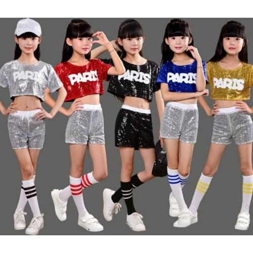 Childrens Jazz Dance Latin Dance Set Girls Boys Sequins Street Dance Hip Hop Modern Dance Costumes Stage Costumes