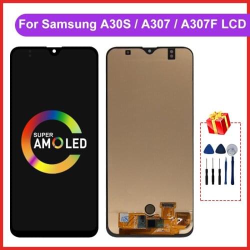 A30S Display For Samsung Galaxy A30S A307F LCD Super AMOLED SM-A307 A307 A307FN LCD Touch Screen Digitizer Display Assembly Part