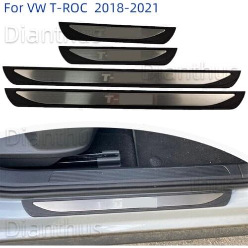 For Volkswagen VW T-ROC A11 2018-2021 Car Door Sill Pedal Scuff Plate Cover Accessories ABS Stainless Steel 2020 2019