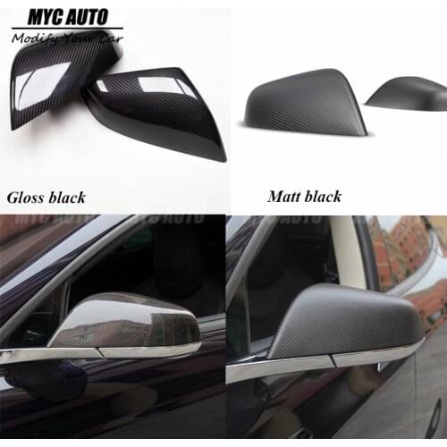 Add On Style For Tesla Model S 60 70 P85 P90D 2014 + Carbon Fiber Rear View Mirror Cover Gloss Black &Matt Black
