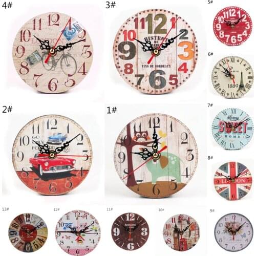 Home Decor Vintage Rustic Living Room Bedroom Modern Design Office Cafe Bar Art Large Watch Wooden Wall Clock Round