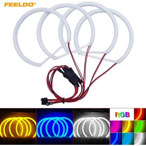 FEELDO 1Set Car Soft Cotton LED Headlight Angel Eyes Halo Ring Daytime Running Light For BMW E36/E38/E39/E46 Projector 4-Color