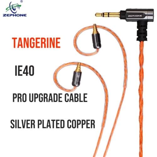 Zephone Tangerine 0.78 MMCX/IE/A2DC 2.5/3.5/4.4mm Silver - plated Copper Headphone Upgrade Cable - suited for IE40