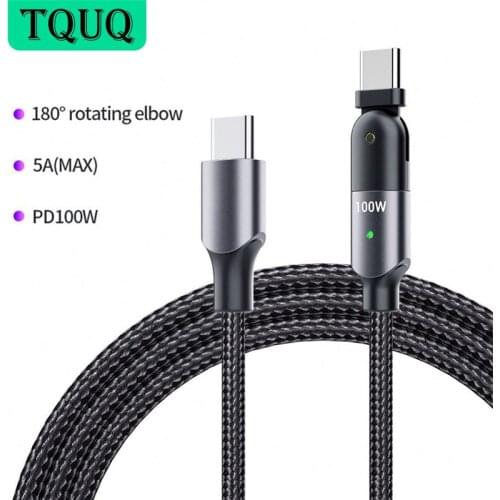 TQUQ USB C to C Data Cables PD100W 5A E-Mark Fast Charger Cable Rotation Braided Cord For For Xiaomi mi 10 Pro Samsung Macbook