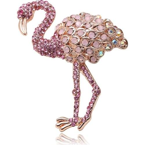 Like hot cakes flamingos full diamond brooch alloy set auger animal corsage pin female clothing accessories fashion