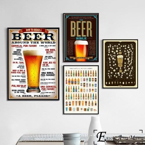 How To Order A Beer Vintage Char Poster And Print Canvas Art Painting Wall Pictures For Bar Pub Decoration Home Decor No Frame