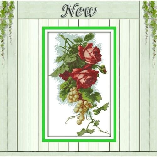 Grapes and roses home decor paintings counted print on canvas DMC 14CT 11CT Chinese Cross Stitch Needlework Sets Embroidery kits