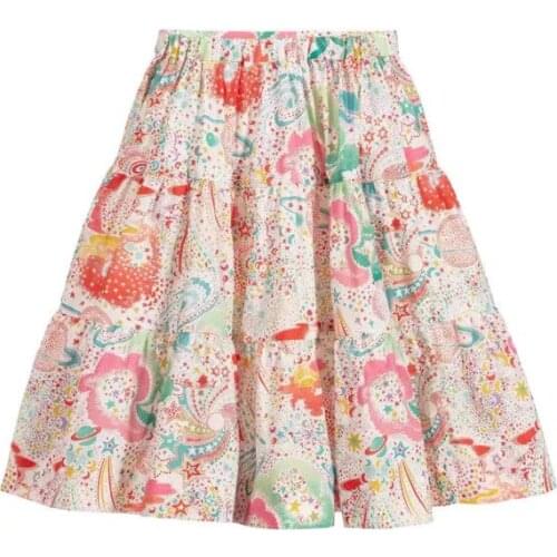 High Quality Kids Clothes Girls Planet Print Cotton Skirt 2021 Summer Fashion Children Clothing Baby Toddler Long Saias 12M-9Y