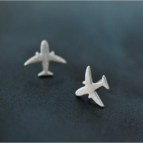 Daisies 925 Sterling Silver Jewelry Plane Stud Earring Women Party Airplane Gift Engagement Lady Aircraft pendientes de plata