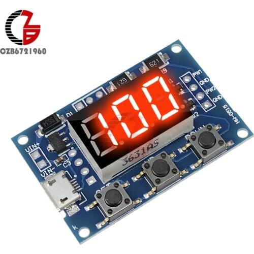 Micro USB DC 2CH Adjustable PWM Signal Generator Duty Cycle Pulse Frequency Module Digital LED Display Tube DC 5V 12V 24V DIY