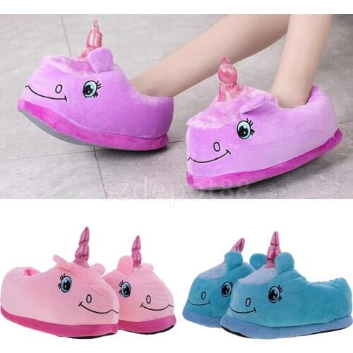 Cute Plush Soft Unicorn Slippers Home Indoor Shoes Cozy Warm Cartoon Unisex Adult Shoes Halloween Christmas Party Fancy Dress