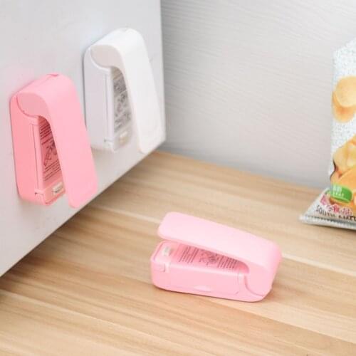 1pc Portable Heat Bag Sealer Plastic Package Storage Bag Mini Sealing Machine For Food Snack Kitchen Accessorie White Pink