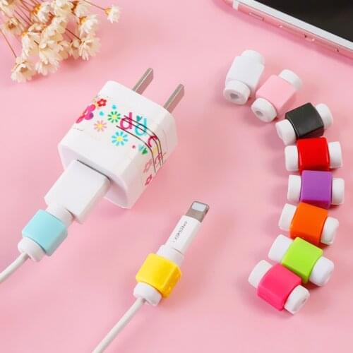 SIANCS Mini 10pcs Cute USB Cable Protector Silicone Cable Winder Portable For iPhone 6s 78 Plus Data Line Cord Protector