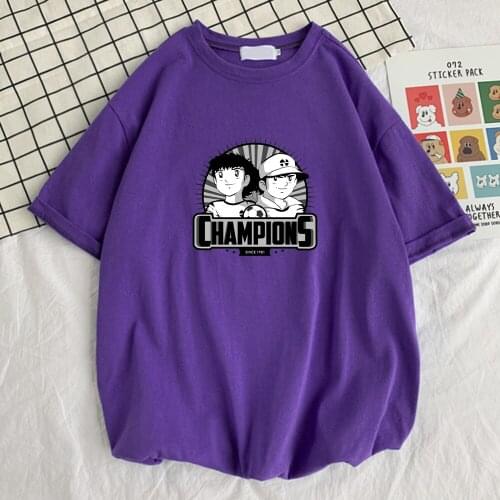 Captain Tsubasa Print Men Tshirt Style Vintage T-Shirts Retro Design T-Shirt Simplicity Crew Neck Mens Clothes