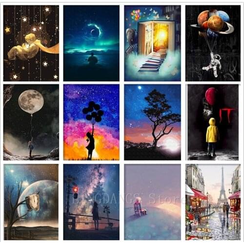 5D DIY Full Drill Diamond Painting Landscape Moon Scenery Diamond Mosaic Modern Embroidery Cross Stitch Set Kids Room Decor Gift
