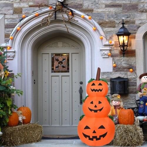 Inflatable Pumpkin Spooky Lighted Doll Halloween Holiday Props Lighted Balloon Pumpkin Air Ball Inflatable Toys Garden Yard Deco