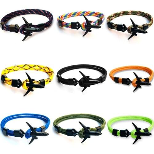 New Arrive Black Jewelry Aircraft Bracelet Multilayer Rope Chain Bracelet For Women Men Navy Style Gift