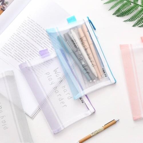 New Transparent Pencil Case School Pencil Cases for Girl Stationery Grenadine Pencil Bag Material School Supplies