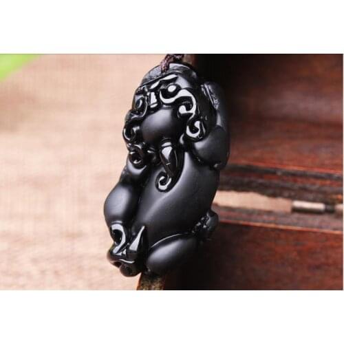 Men and women with natural Obsidian Pendant Necklace twelve zodiac natal Buddha Tathagata void Tibet
