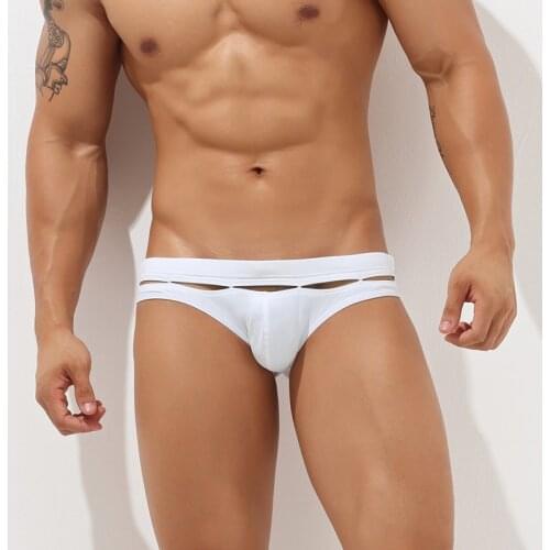 2020 Summer New Hot Mens Swim Trunks Sexy Hollow Swimsuits Men Swimwear Swimming Briefs Beachwear Board Surf Swim Bathing Suit