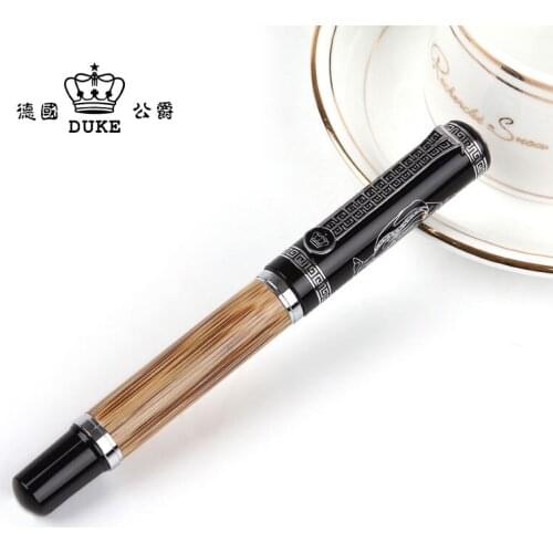 Duke Classic Confucius Series Bamboo Metal 0.7mm/1.2mm Iridium Nib Fountain Pen with Original Box for choose Ink Pens for Gift