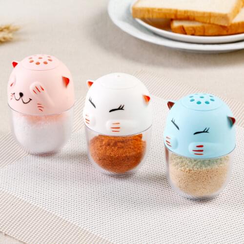 Cute Cat shape spice jar Health safe ABS plastic temperos salt pepper bottle for BBQ kitchen cooking tools Toothpick Holder