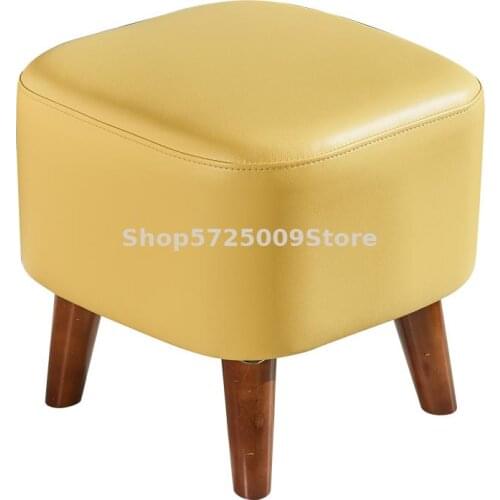 Nordic Leather Shoe Stool Portal Home Home Creative Small Leather Stool Soft Bag Cushion Top Layer Cowhide Low Stool Super Narro