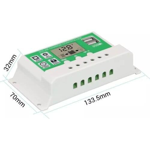 10A/20A/30A 12V24V Solar Charge Controller Lithium Battery LCD Display PWM r Dual USB Solar Panel Charger
