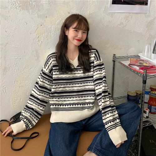 Woman Sweaters Chandails Womens Sweater Loose Outer Wear Spring and Autumn Top Pullover Sweater