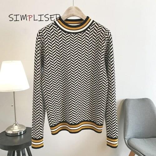 2021 Autumn Winter Sweater Women British Style Chic Pullovers Long Sleeve Knitted Tops Fashion Jumpers Mujer Pull Sexy Femme