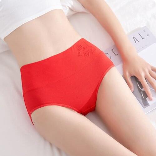 High Waist Cotton Underpants Womens Panties Breathable Body Shaper Red Underwear Girls Seamless Briefs Sexy Female Lingerie
