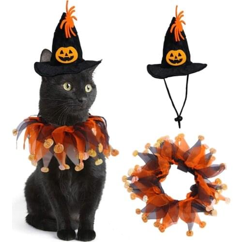 Dog Cat Cosplay Decoration Funny Party Halloween Collar Witch Hat for Pet Dress Up Accessories for Holiday Parties