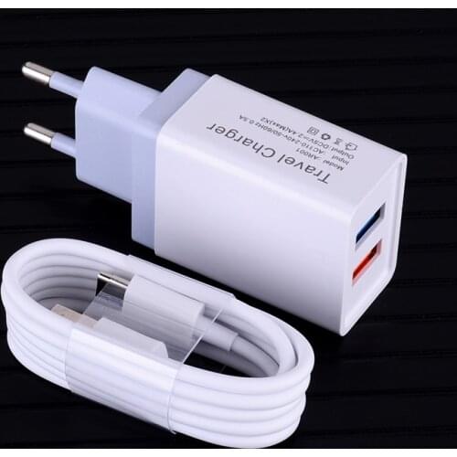 Fast Adapter Dual Ports USB Charging Cable For Huawei Samsung HTC Xiaomi MOTO LG Type C USB C Micro Usb Wall Charger Cable 5v 2A