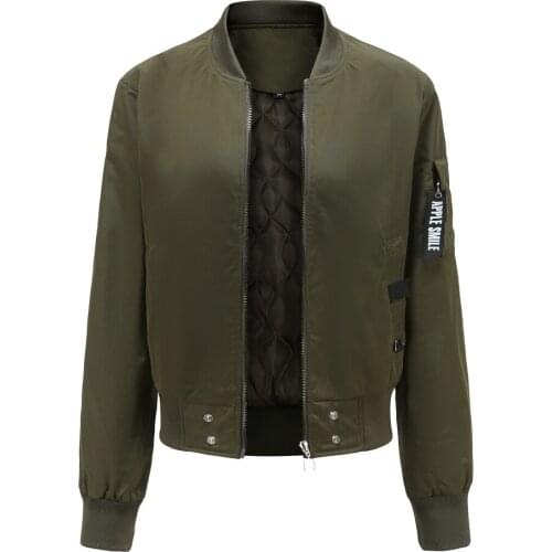 2021 New Solid color Spring Autumn Cotton Liner Coat Women Bomber Jacket Casual Baseball Outwear