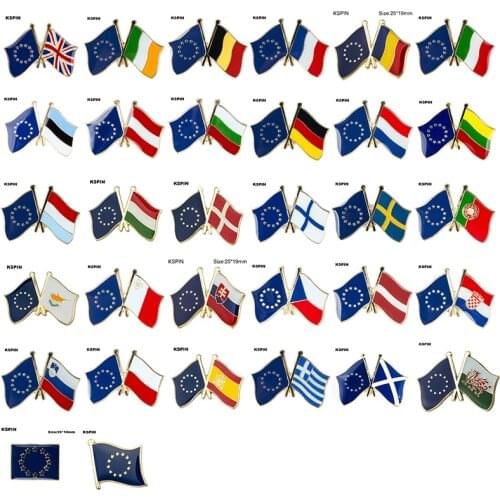 Flag Laple Pin Badge Brooch European Friendship United Kingdom Scotland Ireland Wales Belgium France Romania Italy Estonia