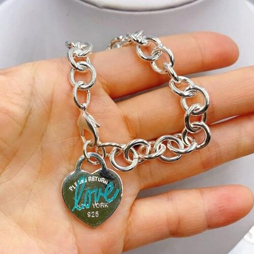 Original 1:1 S925 Sterling Silver LOVE Heart Bracelets Fine High Quality Logo Jewelry for Lovers Girlfriend Amazing Gift