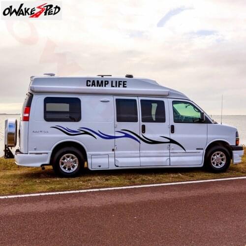 1set Camp Life Styling Motorhome Caravan Travel Trailer Camper Van Sport Stripes Graphics Vinyl Decals Car Body Decor Decal