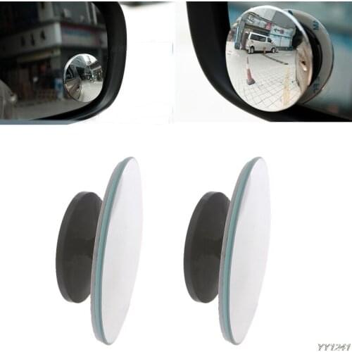 1 Pair 360 Degree Frameless Wide Angle Round Convex Blind Spot Rearview Mirror