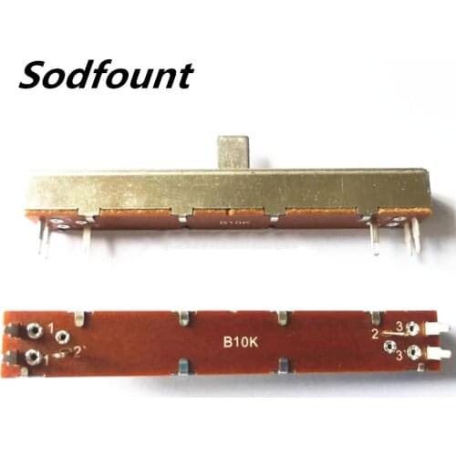 1pcs 88mm mixer fader B10K dual-channel 6-pin straight sliding potentiometer B103 dimming potentiometer SL60