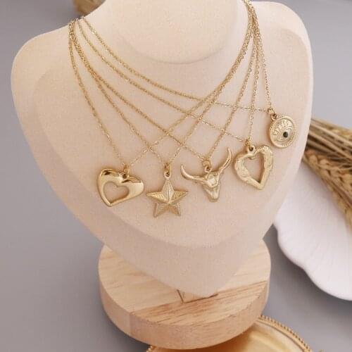 10 Pcs Mix Style Jewelry eyes stainless steel pendant personality fashion ins Necklace Tauren moon jewelry Women