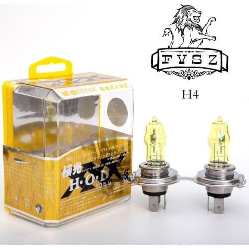2Pcs Car Super bright Halogen Bulbs H4 12V 100/90W 9003 HB2 3500K Yellow Light Glass Stainless Steel Base Quartz lamp Fog lights