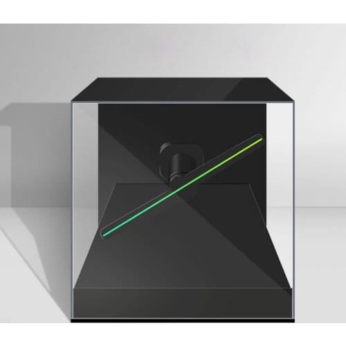 3D holographic projection advertising machine led electric fan naked eye front counter 42cm square base acrylic protective cover