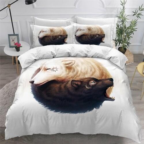 3D Duvet Cover Sets Quilt Covers Comforter Case Set Bedding King Queen Twin Double Single Size Bed Linens Yin Ying Bears