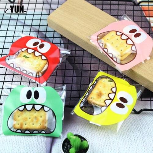 50Pcs/lot C. Biscuits Birthday Candy Cake Package Cute Cartoon Gifts Bags Christmas Cookie Packaging Self-adhesive Plastic Bags