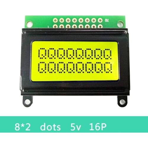5v 8x2 STN yellow green character 0802 lcd module HD44780 or SPLC780 Controller parallel for mcu 51 stm32