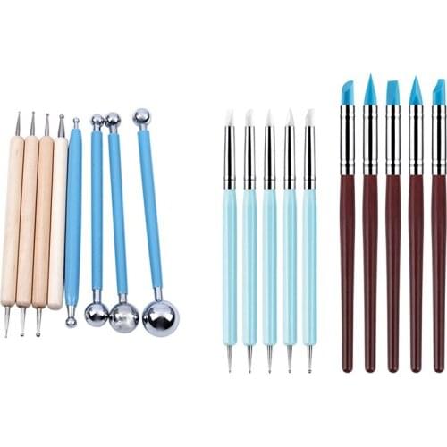 8 Piece Ball Stylus Dotting Tools with 10Pcs Silicone Clay Sculpting Tool, Modeling Dotting Tool