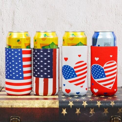 American National Day Independence Day Bottle Cover Neoprene Coke Cover Thermal Insulation Decoration 500ml Beer Cover