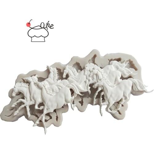 Aouke Running Horse Decorating Molds Cake Silicone Mold Sugarpaste Candy Chocolate Gumpaste Clay Mould J136