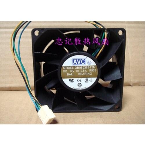 AVC 8038 8cm DB08038B12M PS02 0.60A 4Pin speed dual ball fan